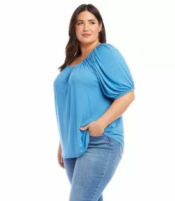 Karen Kane Plus Size Knit Peasant Top -karen kane Sales Shop karenkane 2023 spring 2L13016W CAPB 003 1