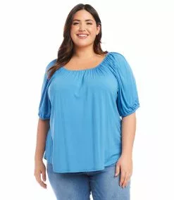 Karen Kane Plus Size Knit Peasant Top -karen kane Sales Shop karenkane 2023 spring 2L13016W CAPB 004