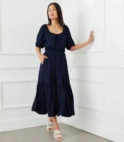Karen Kane Puff Sleeve Dress -karen kane Sales Shop karenkane 2023 summer 2L09605 NAV 005