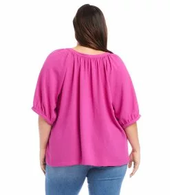 Karen Kane Plus Size Short Sleeve Peasant Top -karen kane Sales Shop karenkane 2023 summer 2L09606W BER 003 1
