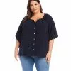 Karen Kane Plus Size Short Sleeve Peasant Top -karen kane Sales Shop karenkane 2023 summer 2L09606W NAV 001 1