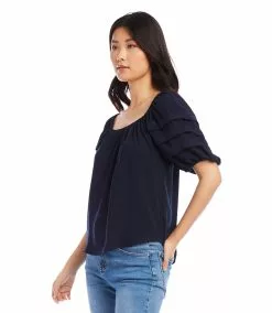 Karen Kane Pleat Sleeve Top -karen kane Sales Shop karenkane 2023 summer 2L09607 NAV 003