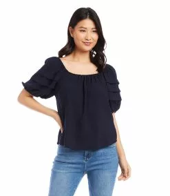 Karen Kane Pleat Sleeve Top -karen kane Sales Shop karenkane 2023 summer 2L09607 NAV 004