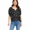 Karen Kane Petite Size Short Sleeve Peasant Top -karen kane Sales Shop karenkane 2023 summer 2L11041P PRT 001 1