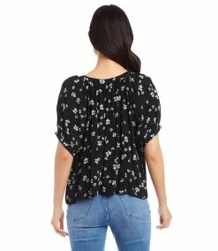 Karen Kane Short Sleeve Peasant Top -karen kane Sales Shop karenkane 2023 summer 2L11041 PRT 003