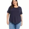 Karen Kane Plus Size Shirttail Top -karen kane Sales Shop karenkane 2023 summer 2L12206W NAV 001