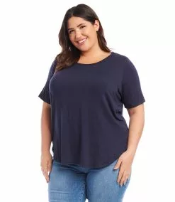 Karen Kane Plus Size Shirttail Top -karen kane Sales Shop karenkane 2023 summer 2L12206W NAV 003