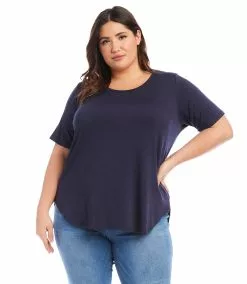 Karen Kane Plus Size Shirttail Top -karen kane Sales Shop karenkane 2023 summer 2L12206W NAV 004 1