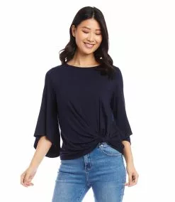 Karen Kane Petite Size Flare Sleeve Pick Up Top -karen kane Sales Shop karenkane 2023 summer 2L13011P NAV 001 1