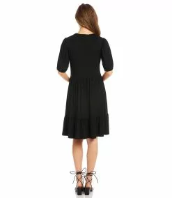 Karen Kane Puff Sleeve Tiered Dress -karen kane Sales Shop karenkane 2023 summer 2L13018 BLK 003