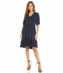 Karen Kane Puff Sleeve Tiered Dress