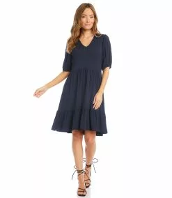 Karen Kane Puff Sleeve Tiered Dress 11 Karen Kane Puff Sleeve Tiered Dress -karen kane Sales Shop karenkane 2023 summer 2L13019 NAV 006