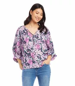 Karen Kane Blouson Sleeve Top -karen kane Sales Shop karenkane 2023 summer 2L18620 FLO 004