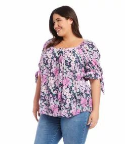 Karen Kane Plus Size Square Neck Top -karen kane Sales Shop karenkane 2023 summer 2L18623W FLO 004 1