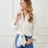 Karen Kane Eyelet Tie-Front Top -karen kane Sales Shop karenkane 2023 summer 2L31051 OWH 001