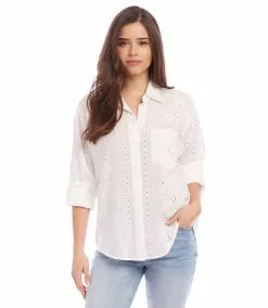Karen Kane Eyelet Shirt -karen kane Sales Shop karenkane 2023 summer 2L31052 OWH 004