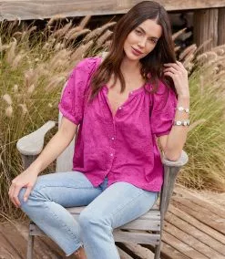 Karen Kane Eyelet Peasant Top