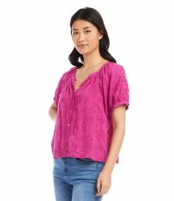 Karen Kane Eyelet Peasant Top -karen kane Sales Shop karenkane 2023 summer 2L40560 BER 004
