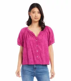 Karen Kane Eyelet Peasant Top -karen kane Sales Shop karenkane 2023 summer 2L40560 BER 005