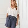 Karen Kane Eyelet Peasant Top
