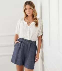 Karen Kane Eyelet Peasant Top