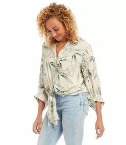 Karen Kane Tie-Front Top -karen kane Sales Shop karenkane 2023 summer 2L48582 PRT 004