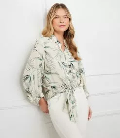 Karen Kane Tie-Front Top -karen kane Sales Shop karenkane 2023 summer 2L48582 PRT 005