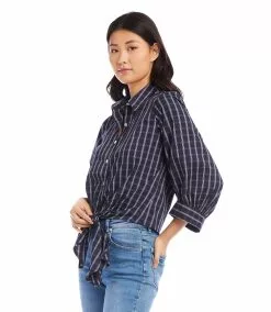 Karen Kane Check Tie-Front Top -karen kane Sales Shop karenkane 2023 summer 2L50009 CHK 004