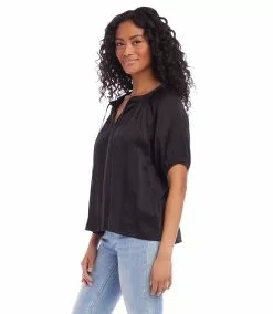 Karen Kane Peasant Top -karen kane Sales Shop karenkane 2023 summer 2L54196 BLK 003