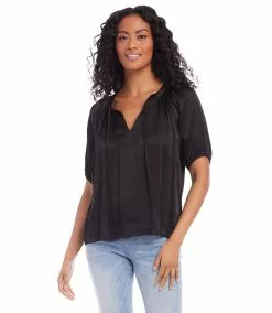 Karen Kane Peasant Top -karen kane Sales Shop karenkane 2023 summer 2L54196 BLK 004