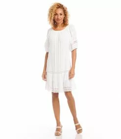 Karen Kane Short Sleeve Embroidered Dress -karen kane Sales Shop karenkane 2023 summer 2L55216 OWH 002