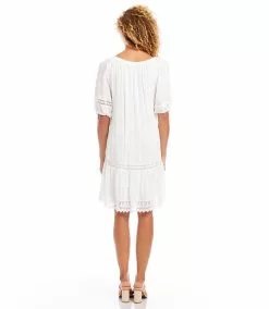 Karen Kane Short Sleeve Embroidered Dress -karen kane Sales Shop karenkane 2023 summer 2L55216 OWH 003