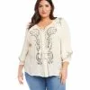 Karen Kane Plus Size Embroidered Peasant Top 1 Karen Kane Plus Size Embroidered Peasant Top -karen kane Sales Shop karenkane 2023 summer 2L55218W CRE 001 1