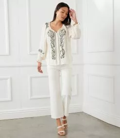 Karen Kane Embroidered Peasant Top