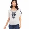 Karen Kane Embroidered Short Sleeve Top