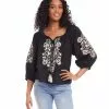 Karen Kane Peasant Top -karen kane Sales Shop karenkane 2023 summer 2L70185 BLK 001