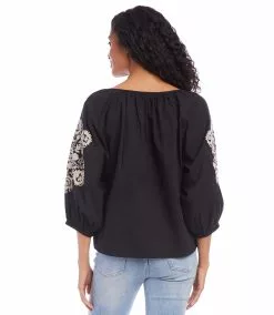 Karen Kane Peasant Top -karen kane Sales Shop karenkane 2023 summer 2L70185 BLK 003