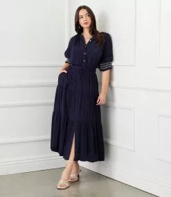 Karen Kane Plus Size Tiered Midi Skirt 12 Karen Kane Plus Size Tiered Midi Skirt -karen kane Sales Shop karenkane 2023 summer 2L87572W NAV 005