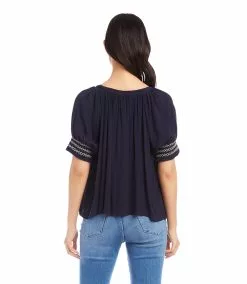 Karen Kane Smocked Sleeve Top -karen kane Sales Shop karenkane 2023 summer 2L87573 NAV 003