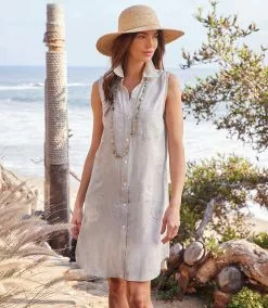 Karen Kane Sleeveless Shirtdress -karen kane Sales Shop karenkane 2L01557 OAT 006