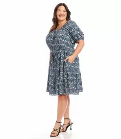 Karen Kane Plus Size Tiered Short Dress -karen kane Sales Shop karenkane 2L04232W PRT 003 1