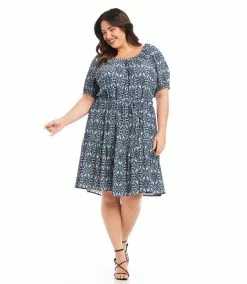 Karen Kane Plus Size Tiered Short Dress -karen kane Sales Shop karenkane 2L04232W PRT 004 1