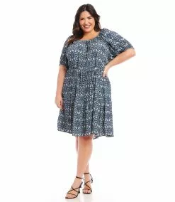 Karen Kane Plus Size Tiered Short Dress -karen kane Sales Shop karenkane 2L04232W PRT 005 1