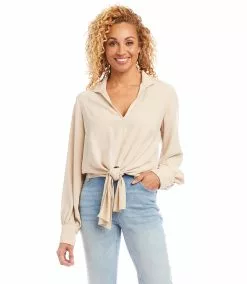 Karen Kane Tie-Front Top -karen kane Sales Shop karenkane 2L09608 SAN 004