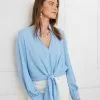 Karen Kane Tie-Front Top 2 Karen Kane Tie-Front Top -karen kane Sales Shop karenkane 2L09608 SKY 00