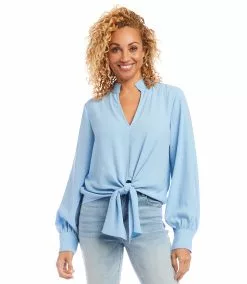 Karen Kane Tie-Front Top -karen kane Sales Shop karenkane 2L09608 SKY 002