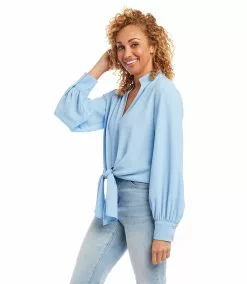 Karen Kane Tie-Front Top -karen kane Sales Shop karenkane 2L09608 SKY 004