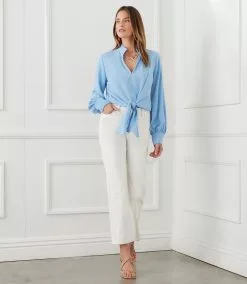 Karen Kane Tie-Front Top -karen kane Sales Shop karenkane 2L09608 SKY 005