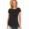 Karen Kane Petite Size Angled Fringe Top -karen kane Sales Shop karenkane 2L13015P BLK 001 1