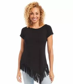 Karen Kane Petite Size Angled Fringe Top